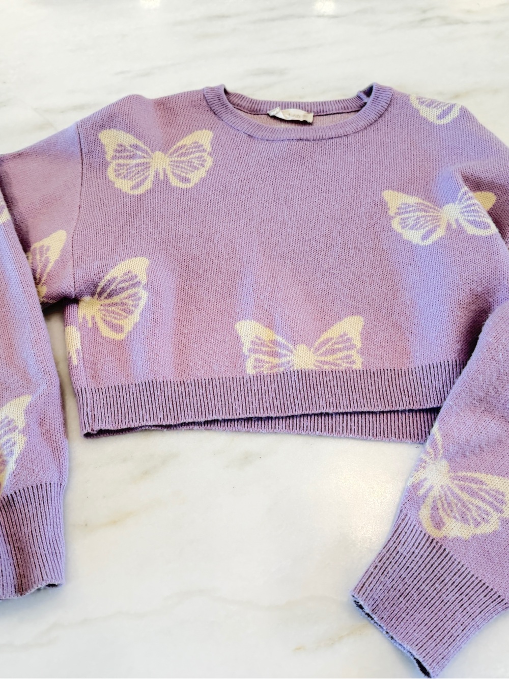 Altar’d State xs cropped lavender purple butterfly sweater GUC